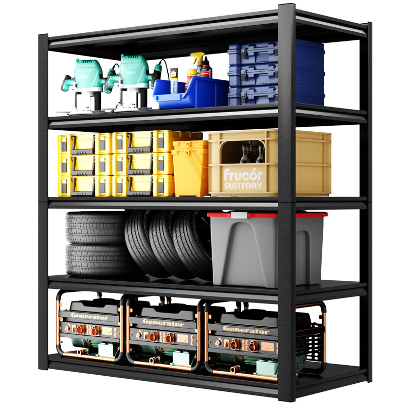 47.2" W X 23.7" D Garage Shelving Heavy Duty Storage Racks 3000lbs Adjustable Metal Shelfs 5 Tier Shelving Units Garage Storage Shelves Industrial Utility Shelf 72" H Tall Shelf For Storage