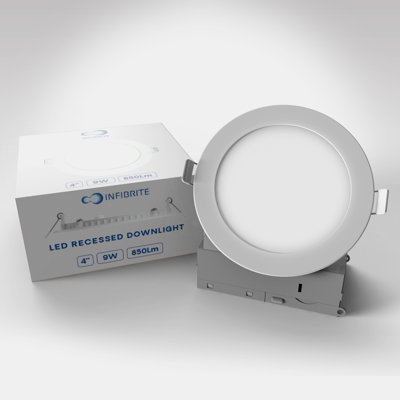 Éclairage encastré à DEL sans fil 4 po, 9 W, 5 W, sélectionnable, intensité variable 0-10 V, 120-277 V - blanc