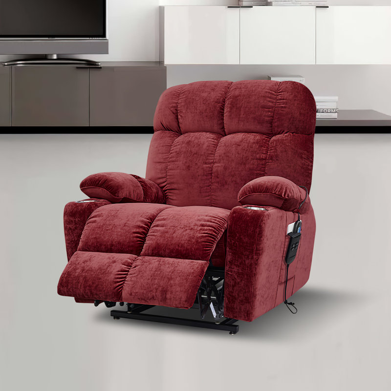 Fauteuil de massage chauffant, Mélange de polyester rouge