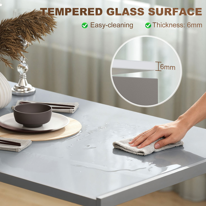 Glass Top Metal Base Dining Table