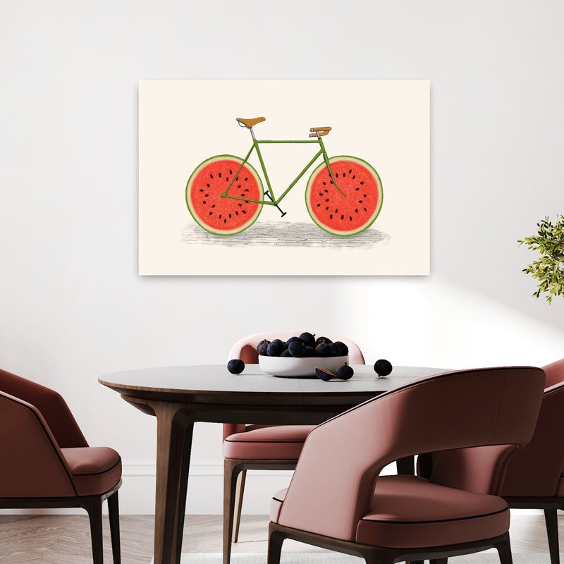 Watermelon, impression d'art mural contemporain bicyclette, 24" H x 36" W