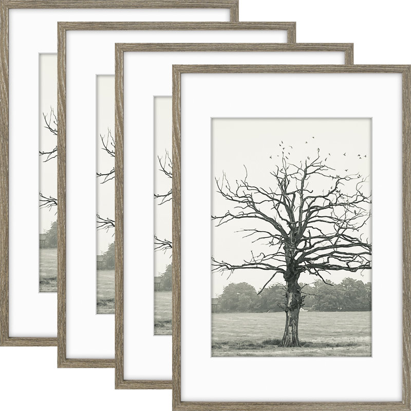 Picture Frame Wall Set with Polished Plexiglass, Gray, 16" W x 24" H
