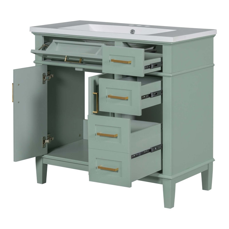 Meuble-lavabo 36 po avec lavabo en résine, Vert