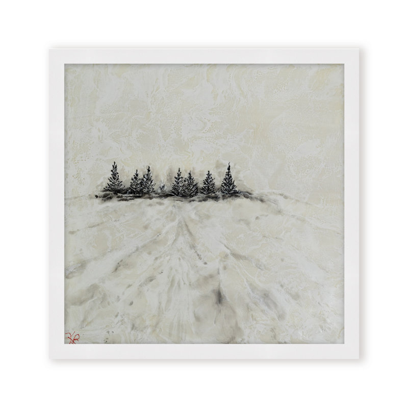 Nature Inspired "Frosted Horizon" Canvas Wall Art By , 12" H x 12" W, Framed Matted Print, Gold