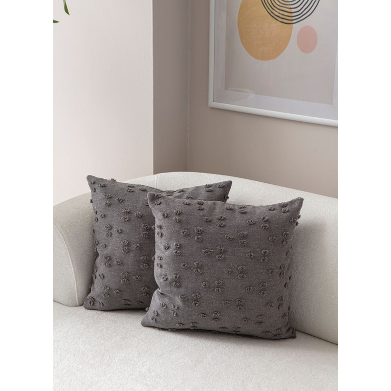Stylish Cushion Cover Set (2 Pieces), Grey, 16.9 x 16.9 inches | 100% Polyester, Durable Fabric Density: 3.5 oz/sq yd | Machine Washable on Hand-Wash Program, Perfect for Home Decor & Comfort