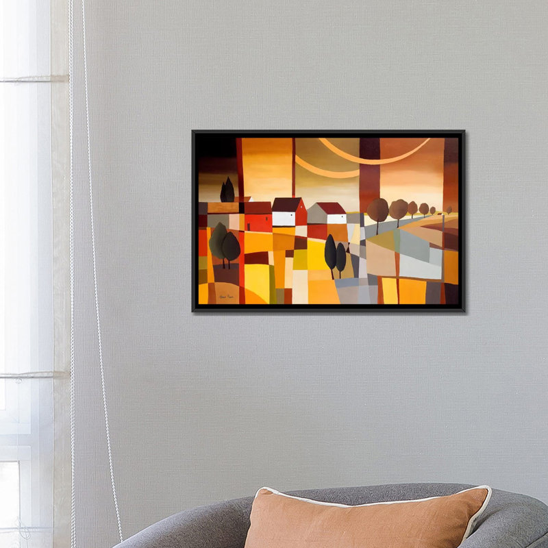 «Hamlet I», reproduction sur toile, H 18 po x l 26 po x P 1,5 po, Toile avec cadre noir, Pas de tapis