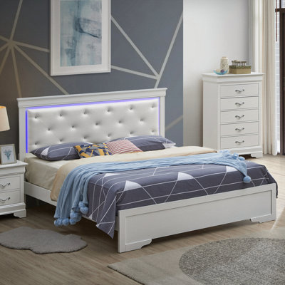Elegant Silver Champagne Queen Bed