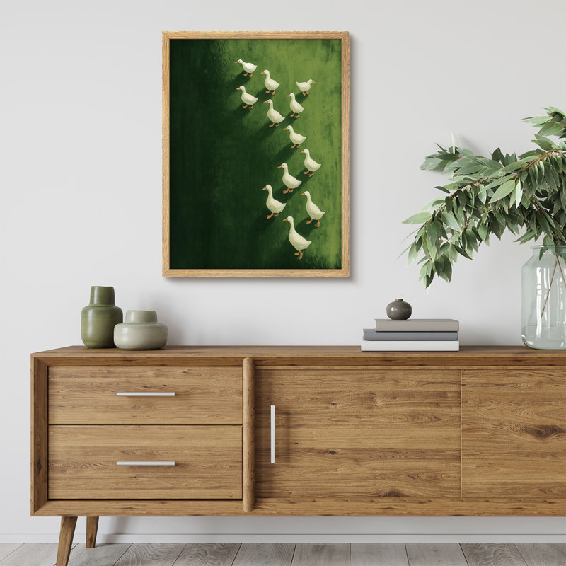 «Playful Ducks», reproduction d'art encadrée, scène de faune mignonne pour chambre d'enfant ou décor de salle de bain