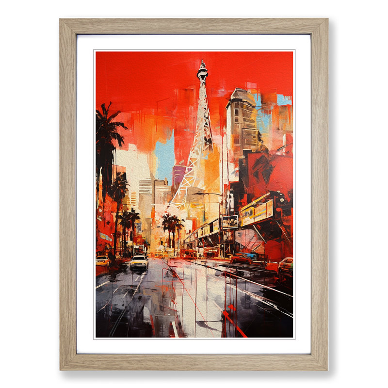 Las Vegas Gestural - Framed Print, 34cm H x 25cm W x 2cm D, Oak