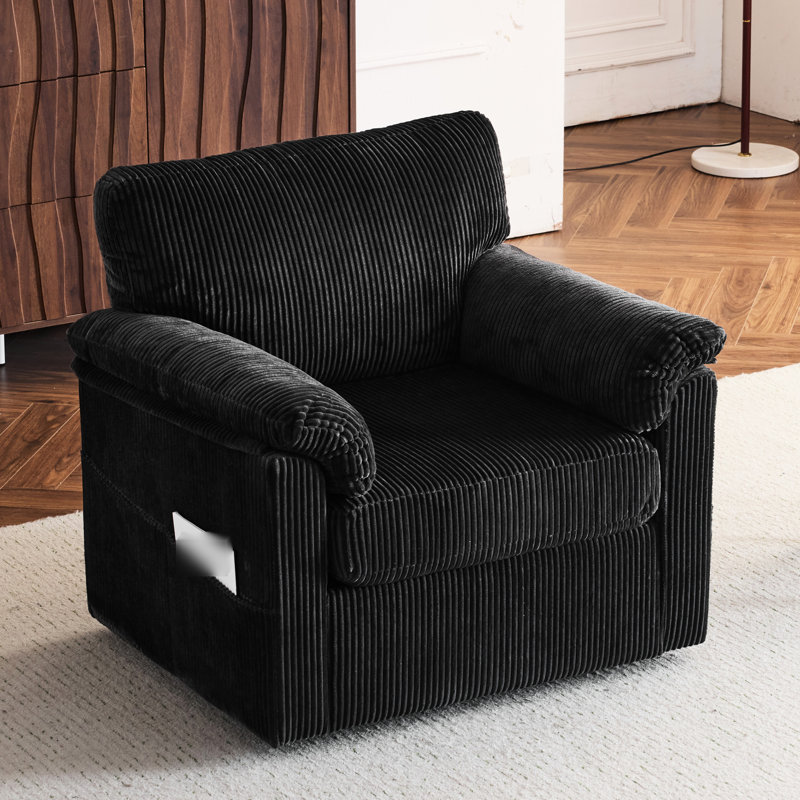 Chaise longue surdimensionnée de 33 pouces - Accoudoir en chenille simple pour chambre à coucher avec siège pivotant confortable avec rembourrage doux et structure de renforcement de la productivité