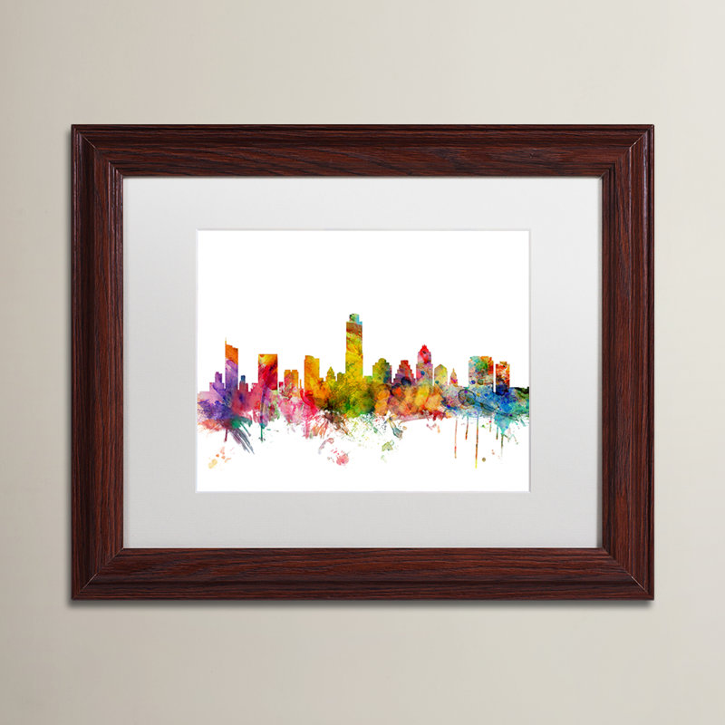 Horizon austin texas, impression encadrée, H 11 po x l 14 po x P 0,5 po, Blanc, Cadre brun
