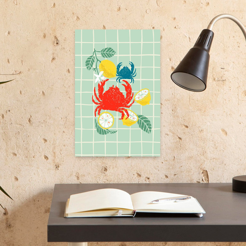 Vibrant Crabs And Lemons by Annick - Wrapped Canvas Print, 45.72 cm H x 30.48 cm W