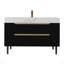 Meuble-lavabo moderne avec lavabo encastré, plateau en pierre frittée, bois massif multi-couches imperméable et rangement spacieux pour un design élégant et fonctionnel