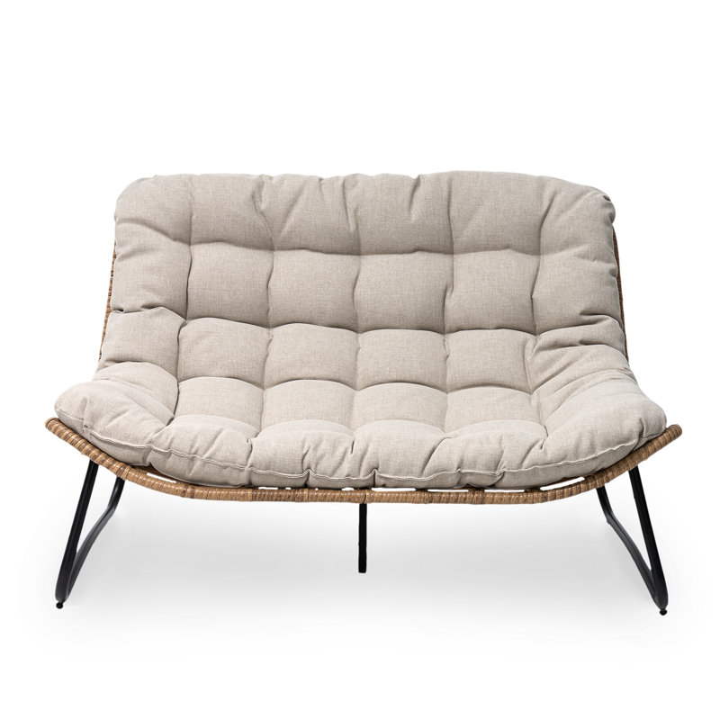 Lelsie 53.15" Wide Patio Loveseat, Beige