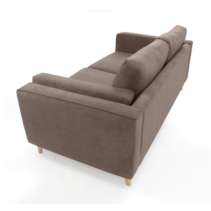 Deavian Velvet Sofa, 3, Taupe, Black