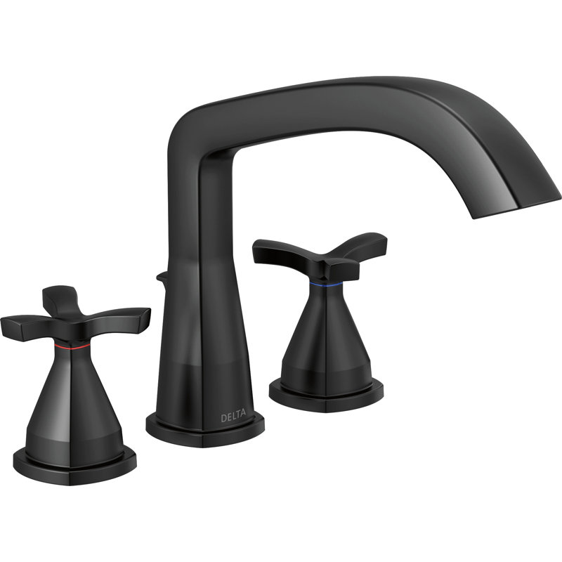 Stryke Double Handle Deck Mounted Roman Tub Faucet Trim, Matte Black