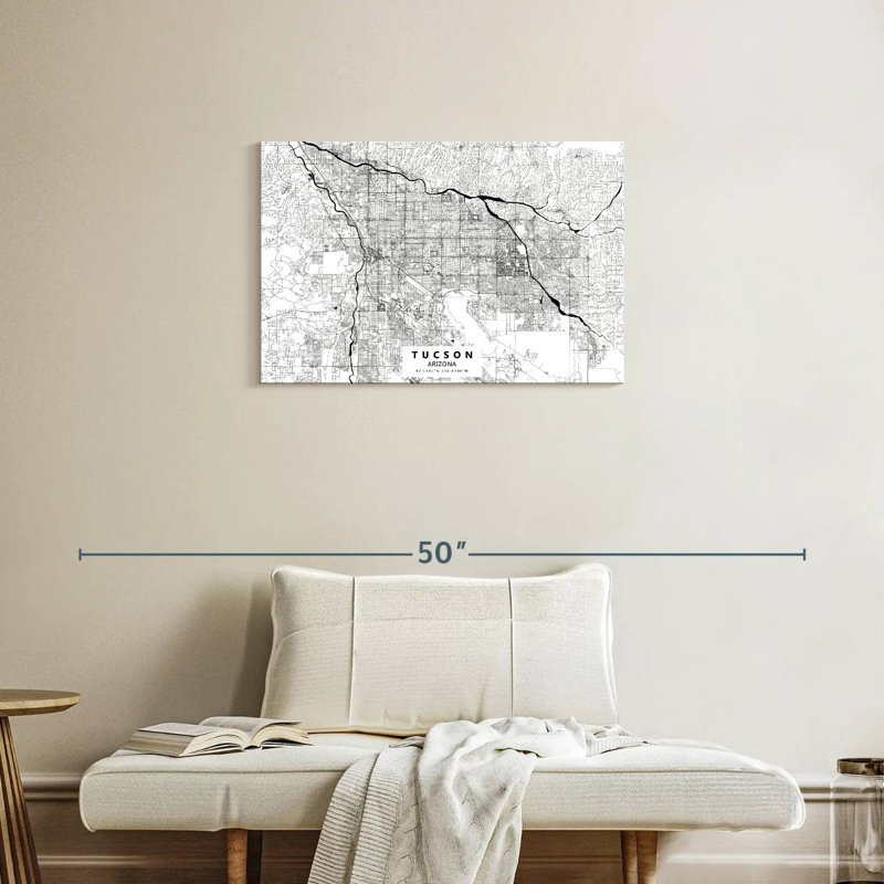 Tucson City Map, 20" H x 30" W