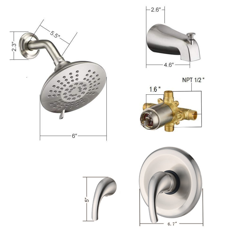 All-In-One Kit with Rough in-Valve, Brushed Nickel 