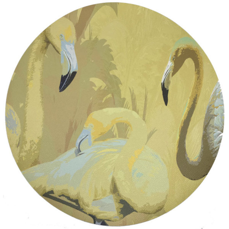 Palm Springs Vegan Leather Round Pebble Placemat, Golden