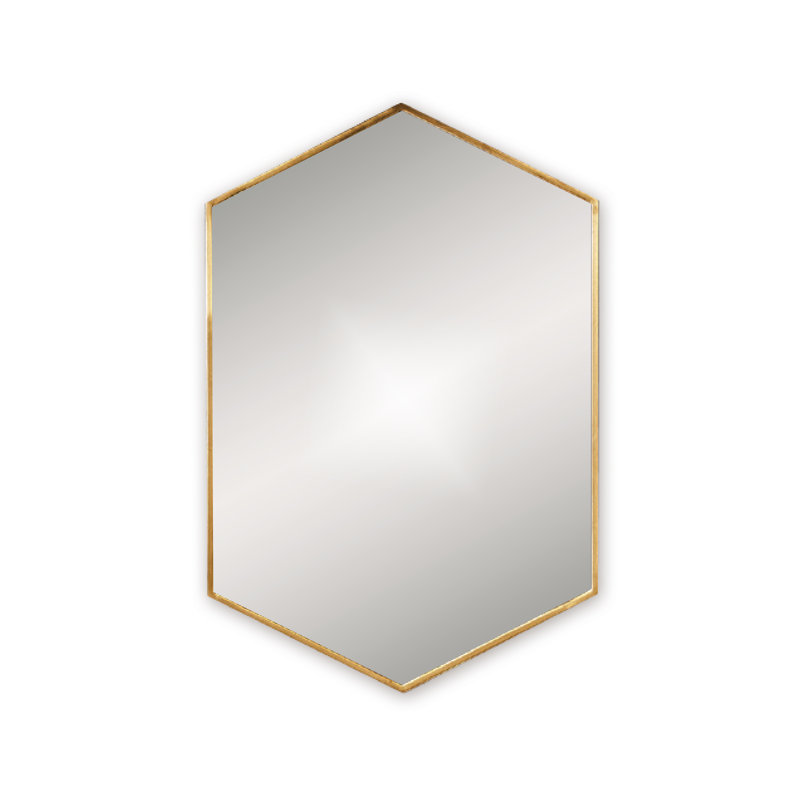 Carmon Metal Flat Wall Mirror, Brushed Brass