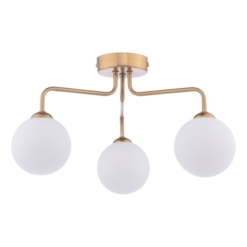 FEYA 3LT SEMI FLUSH GLS, Antique Bronze/Beige