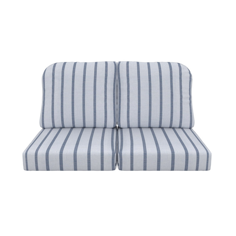 Amala Sunbrella® Indoor/Outdoor Loveseat Cushion, Sunbrella® Unwind Sky