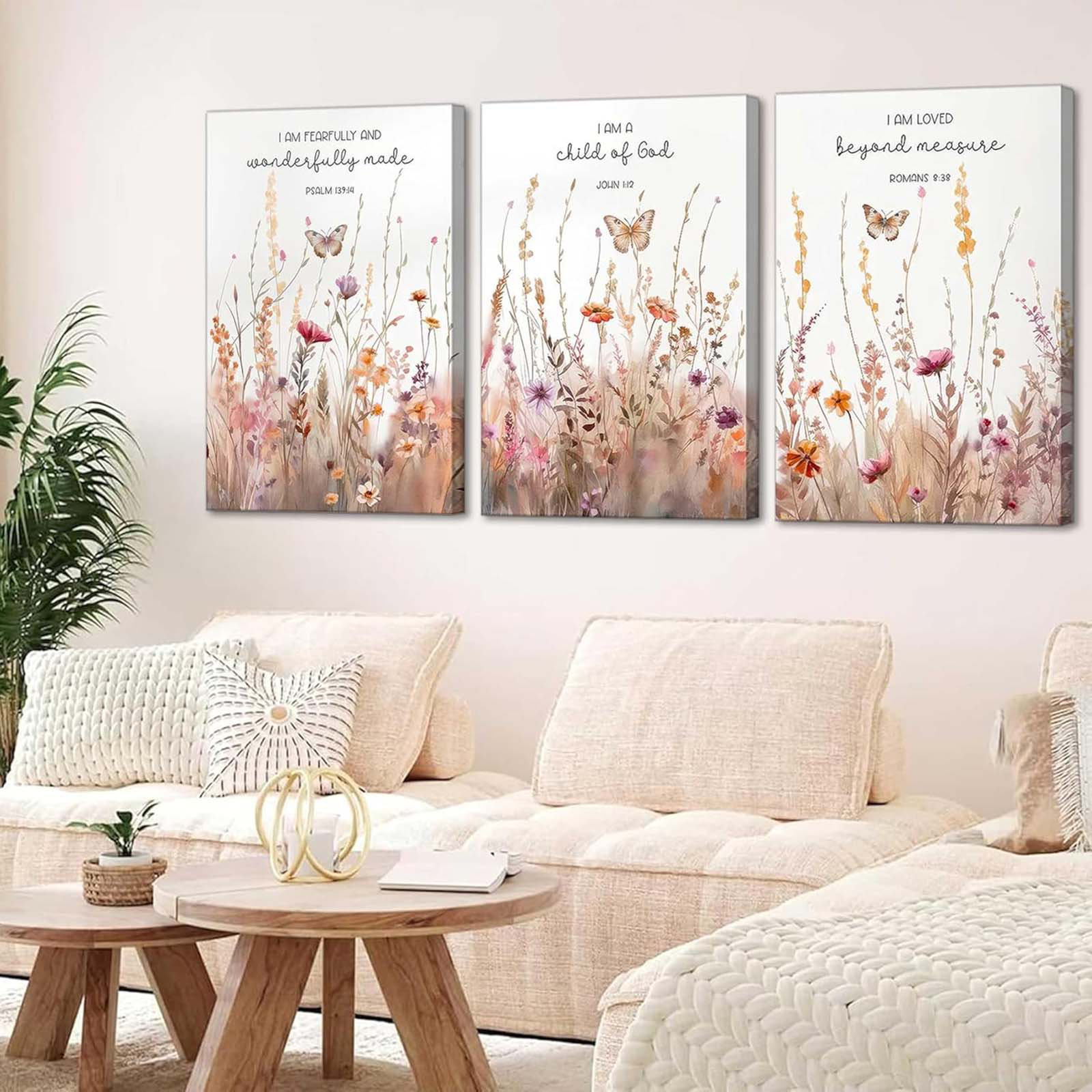 August Grove® 3Pcs Christian Nursery Canvas Wall Art Bible Verse ...
