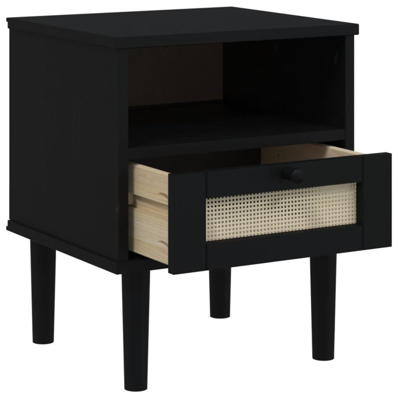 Alroy 15.7'' W Solid Wood Nightstand, Black