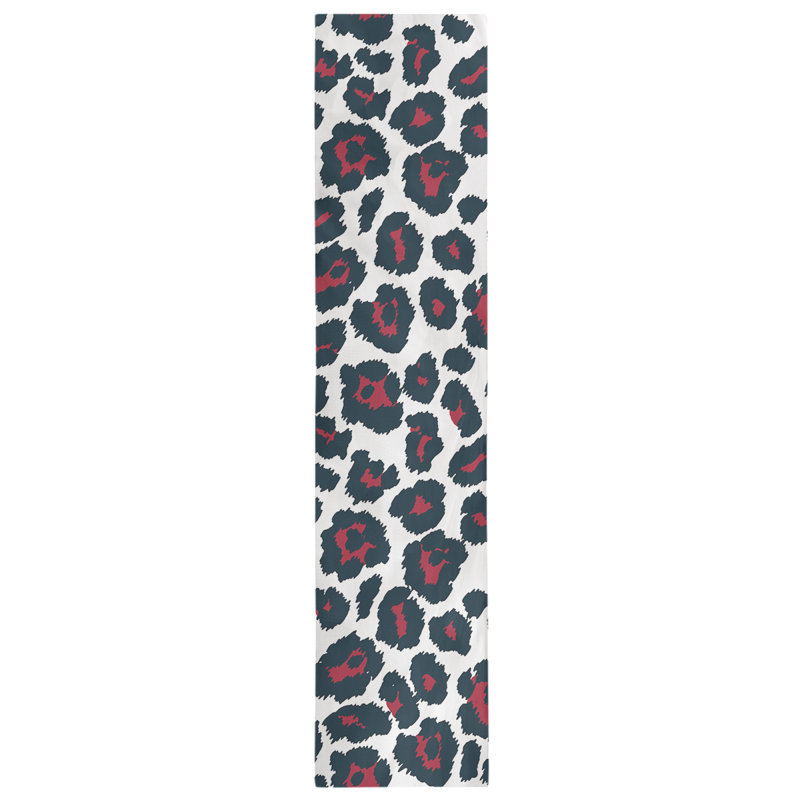 Chemin de table à imprimé animal, 72 po x 16 po, White/Black/Pink