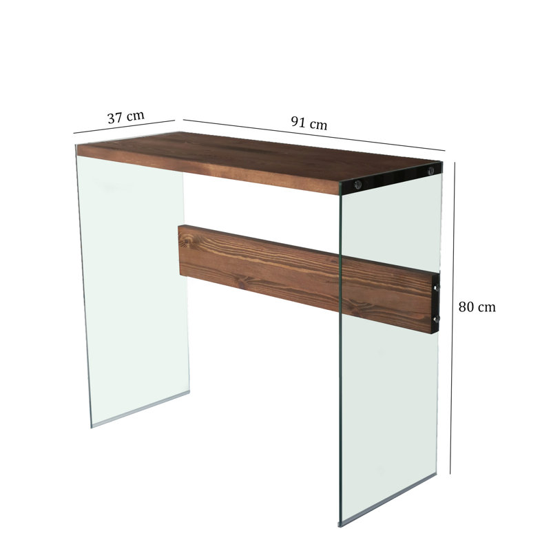 Arkoe 91 cm W Solid Wood Top Console Table