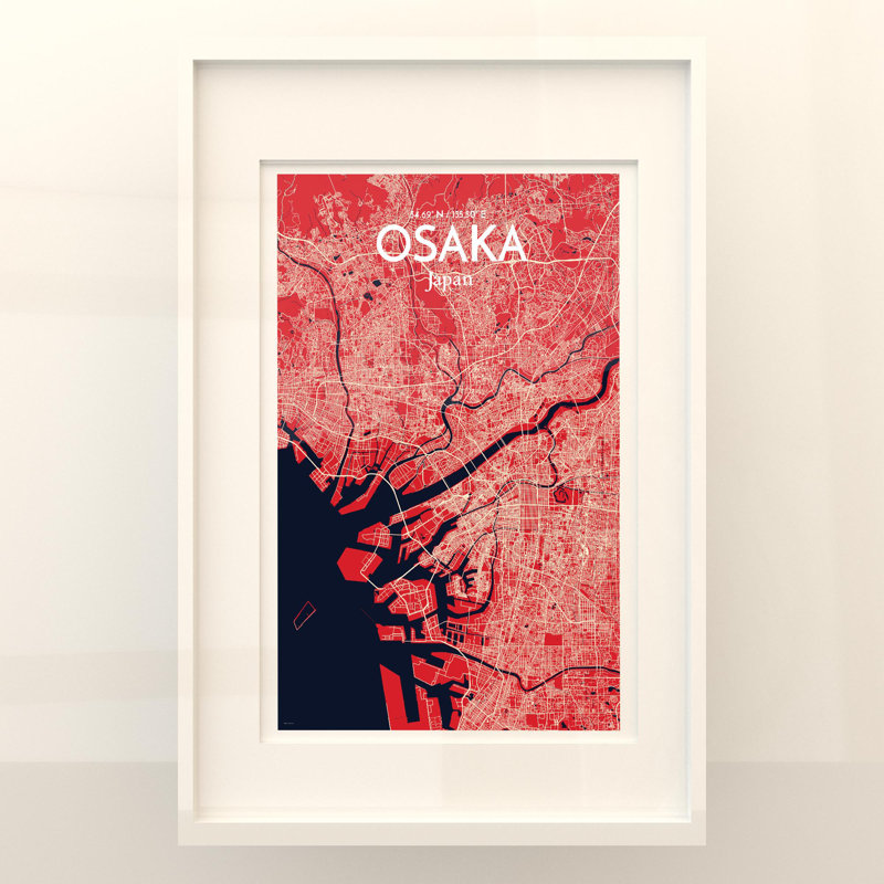 Osaka City Map In Nautical - No Frame Print, 36cm H x 24cm W x 0.05cm D