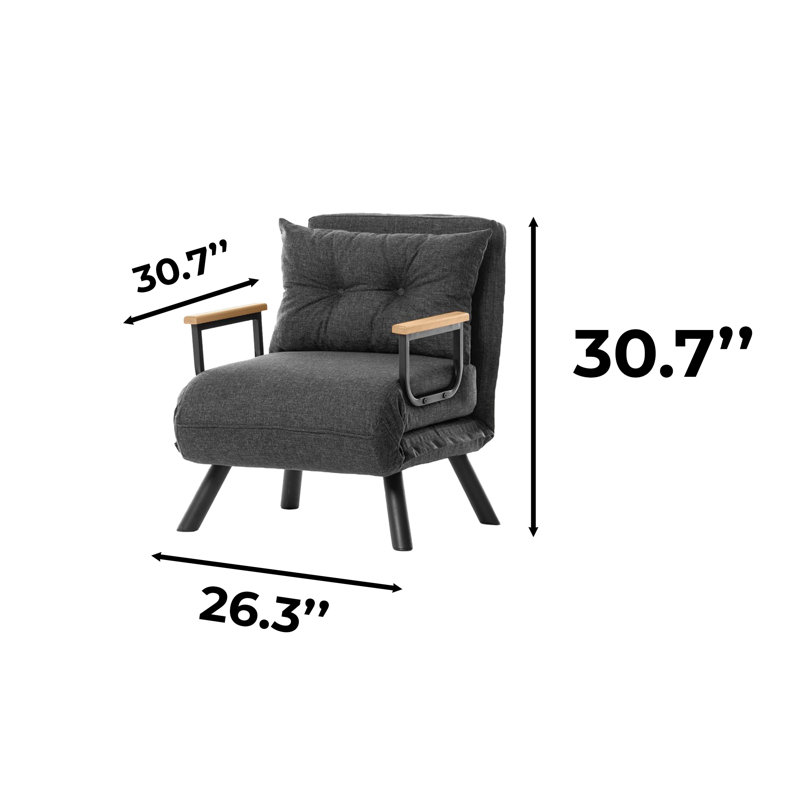 Fauteuil convertible Aakira, Tissu gris foncé