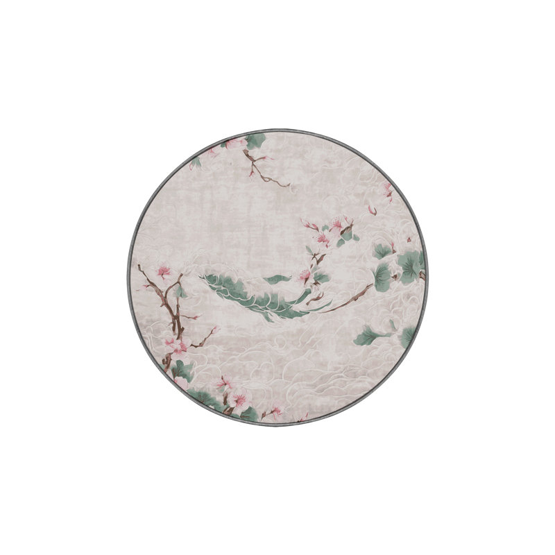 Machine Washable Gray Area Rug, Round 8'