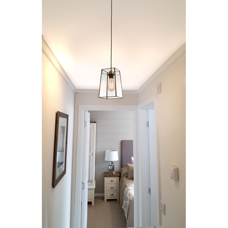 24 cm H Square Glass Pendant Shade ( Uno ) in Gold