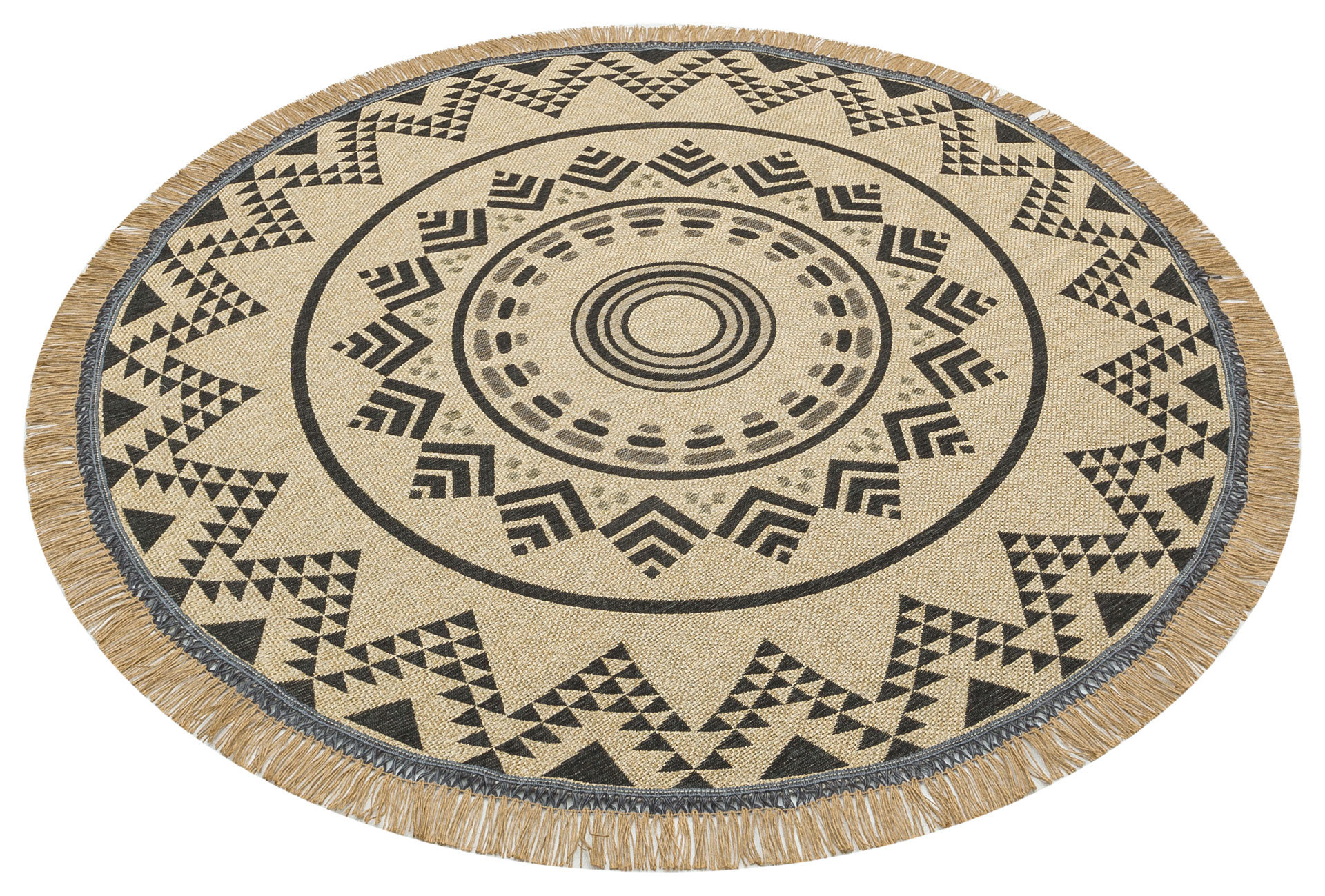 Foundry Select Beige/Black Machine Washable Indoor/Outdoor Rug