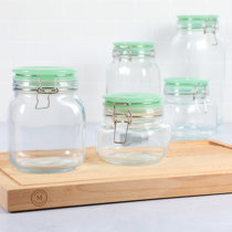 Genicook Glass Food Storage Jars,Spaghetti Pasta Storage Container,Borosilcate Glass Canister Set with Eco-Friendly Bamboo Lids for Noodles Flour