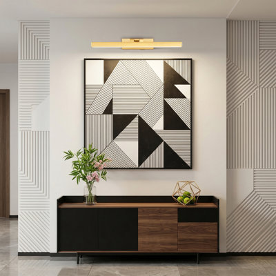 Applique murale 16 po à piles avec télécommande, applique murale à DEL à intensité variable pour œuvre d'art, miroir, chambre à coucher (doré)