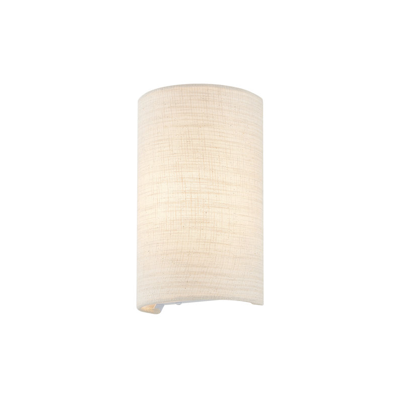 Textile - Petite applique murale cylindrique ADA - Abat-jour en tissu de lin, Crème, H 10 po x l 5,5 po