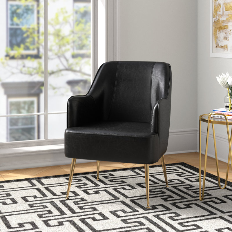 Fauteuil d'appoint 26,4 po Deckland Naglee, Similicuir noir