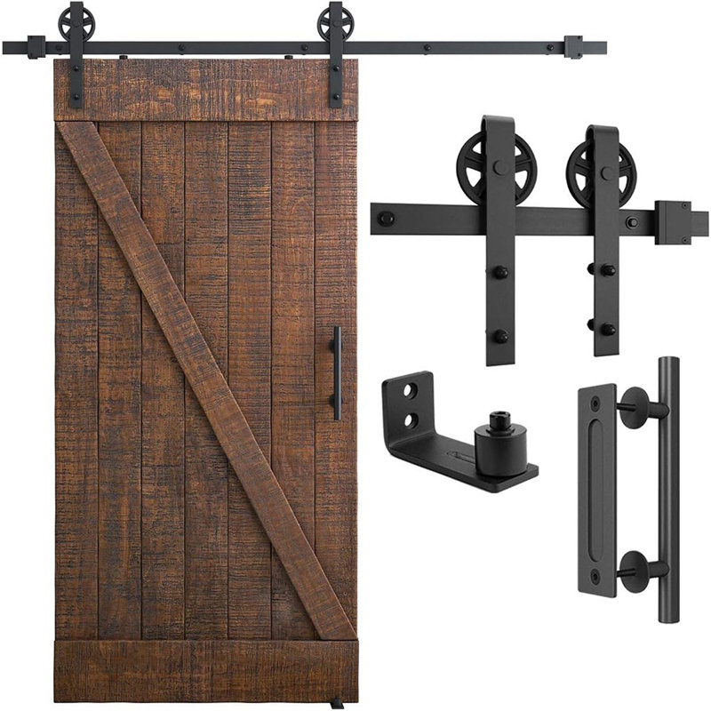 6.6Ft Heavy Duty Sliding Barn Door Hardware Kit, B...