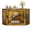 Armoire de litière en coin pour chat d'inspiration tigrée 48 po avec porte en acrylique, bande à DEL et plan de rangement compact
