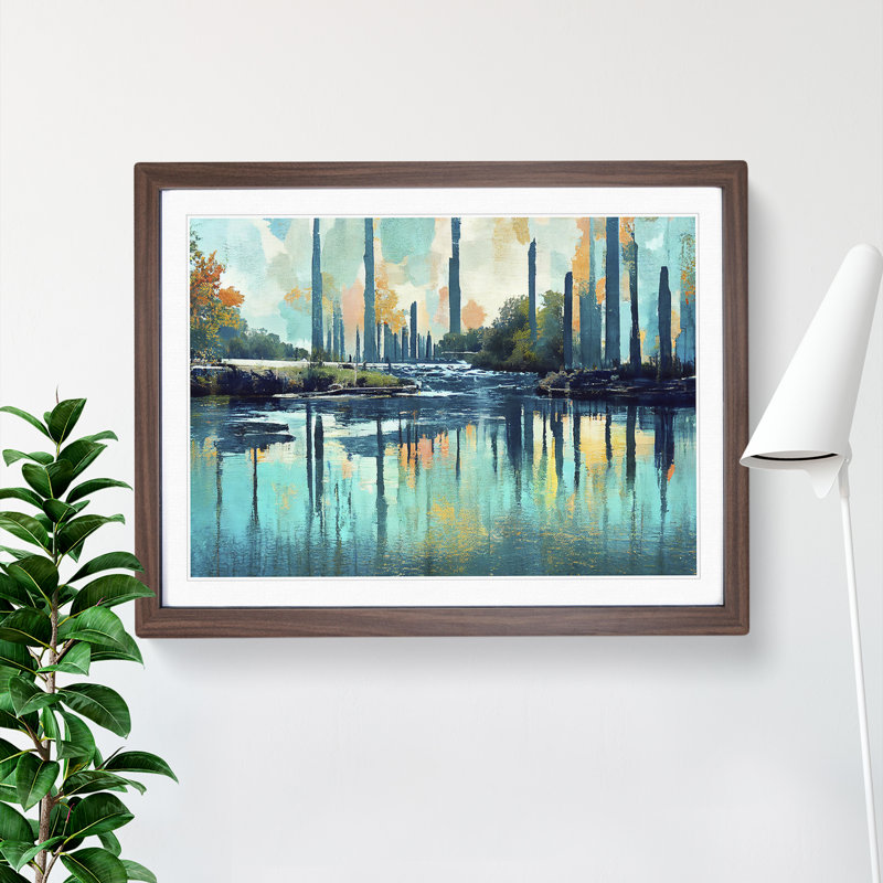 Abstract River Art Vol.2 - Framed Print, 34cm H x 46cm W x 2cm D, Walnut