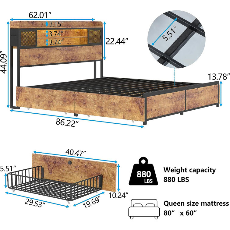 Queen Storage Platform Bed 17 Stories