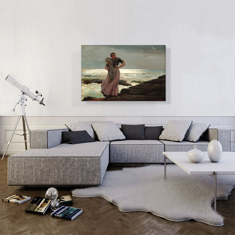 «A Light on the Sea 1897» par Winslow Homer, reproduction d'art sur toile tendue, H 26 po x l 40 po x P 0,75 po