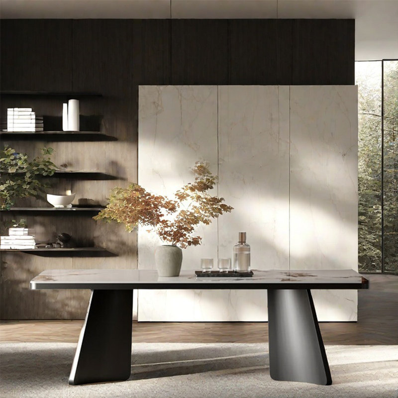 Light luxury modern rectangular dining table., 29.53"H x 55.12"L x 31.5"W