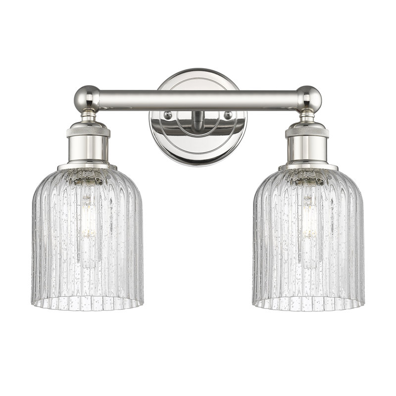 Edison Addeline 2 Light 14" Bath Vanity Light Shade, Polished Nickel, Seedy