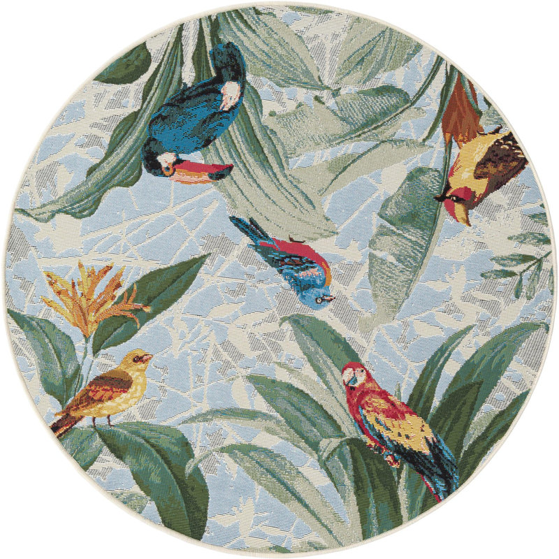 Shar Multi Chanticleer Indoor/Outdoor Modern Rug, Round 4'1"
