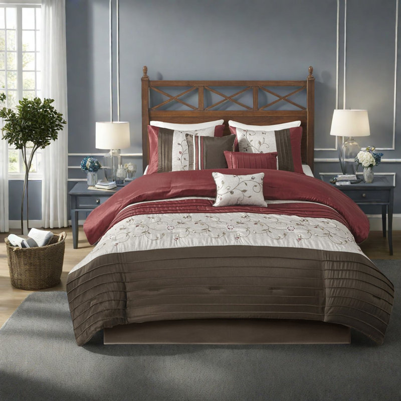 Piece Queen Bedding Sets Polyester Embroidered Modern Home Comfort