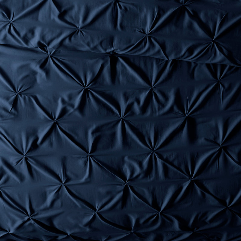Ensemble de housse de couette texturée Pinch Pleat, Bleu marine, Housse de couette très grand et 2 taies