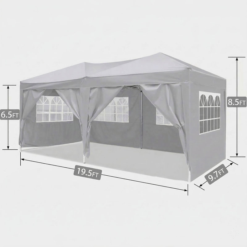 Portable Outdoor Folding Tent Measuring 10x20 Feet, Pop-Up Style, Includes 6 Removable Sidewalls, Carry Bag, and 4 Weight Bags